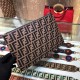 F Family Mocha Brown Embossed Calfskin Clutch Bag, Decoration The whole bag is embossed by 'F', very simple and fashionable, 30cm