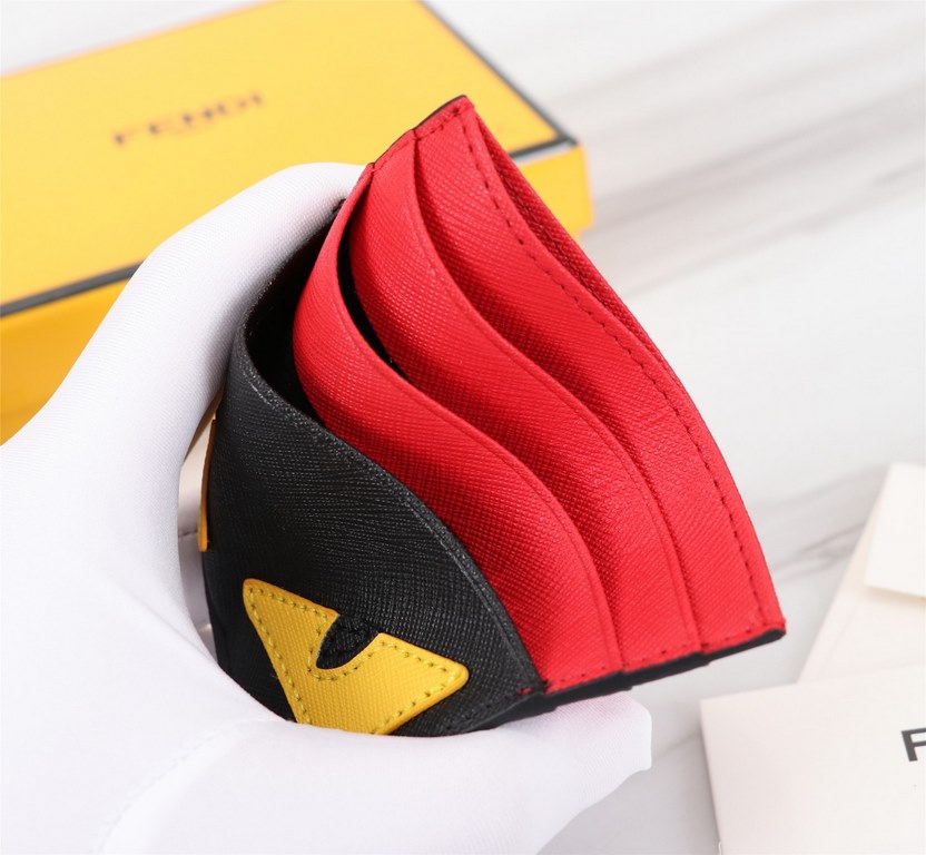 Brand FENDIStyle Cross Stripe Black, Red and Yellow Sticker Card CaseItem No. 2020568Color black   orange redMaterial imported cross grain cowhide leatherSize 10.59FENDI short clip card bag Introduction the latest spring