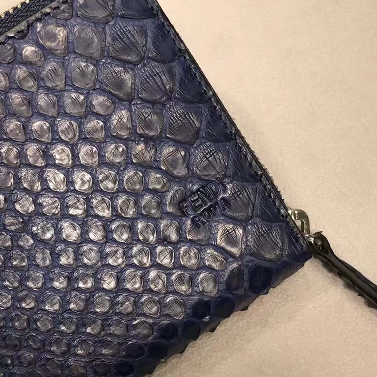 Blue Snake Snakeskin CRAYONS wrap-around zippered wallet with crotch-access compartment, zippered pocket, 8 card slots and 1 flat flap pocket.19cm