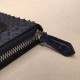 Blue Snake Snakeskin CRAYONS wrap-around zippered wallet with crotch-access compartment, zippered pocket, 8 card slots and 1 flat flap pocket.19cm