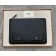 Thin black calf leather clutch bag with embossed multicolored inlays and metal details in the shape of BAG BUGS eyes, zipper closure and engraved logo on the back. 30cm.