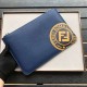 Cool [Delightful] Soft Feeling Logo Leather Envelope Clutch #3D Silkscreen Double F Logo, Simple Style 30-20cm