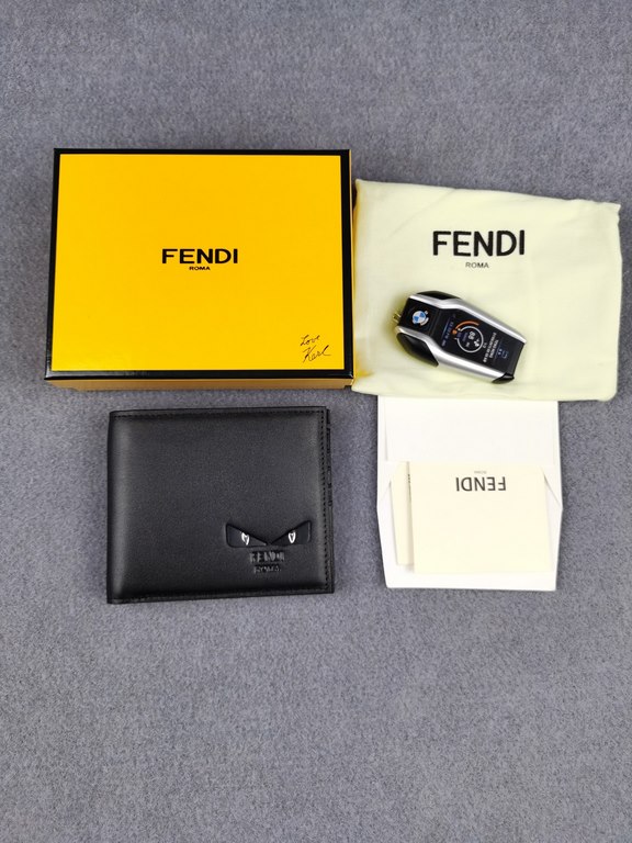 Brand FENDIStyle Eagle Eye ClipItem No. 968568Color blackSize 129.52Material large surface with imported first layer of Napa cowhide, lined with black sheepskin, delicate feelFENDI short clip wallet Introduction 20 years