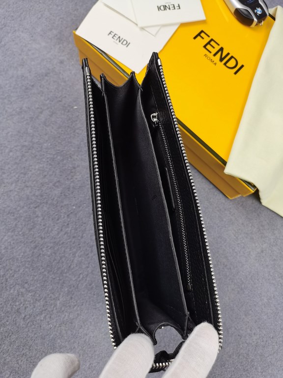 Brand FENDI FendiModel No. Yellow Sticker Clutch Bag for MenItem No. 768568Color black   egg yolkMaterial first layer imported Lychee grain cowhideSize 23155F family fendi clutch bag in calf leather with metal BAG BUGS e