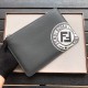 Cool [Delightful] Soft Feel Leather Envelope Clutch Gray #3D Silkscreen Double F Logo, Minimalist Style. 30-20cm