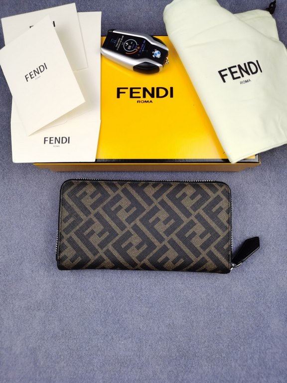 Brand FENDIModel No. PVC Brown Single PullItem No. 868568Color BrownSize 19.510.53Material imported head layer nappa cowhide   double letters PVC, lining with black sheepskin, delicate feelFENDI zipper wallet Introductio