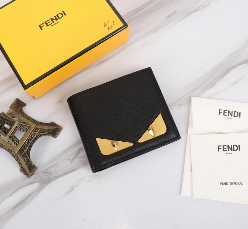 Brand FENDIStyle Gold clipItem No. 968568Color black golden ironSize 129.52Material large surface with imported first layer of Napa cowhide, lining with black sheepskin, feel delicateFENDI short clip wallet Introduction 