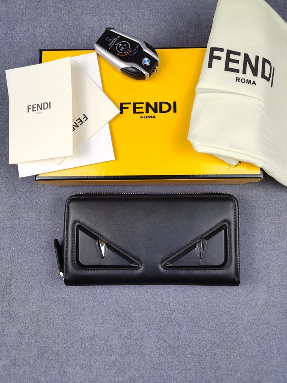 Brand FENDIStyle Black Eye Single PullItem No. 868568Color BlackSize 19.510.53Material Imported head layer nappa cowhide for the big side, black sheepskin for the lining, delicate feelFENDI zipper wallet Introduction spr