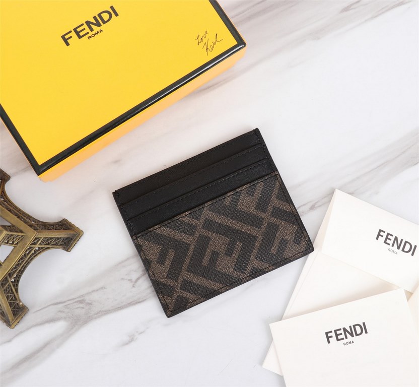 Brand FENDIStyle PVC Brown Card CaseItem No. 2020568Color blackMaterial imported nappa leather   double letters PVCSize 10.59FENDI short clip card bag Introduction the latest spring and summer card bag, using the first l