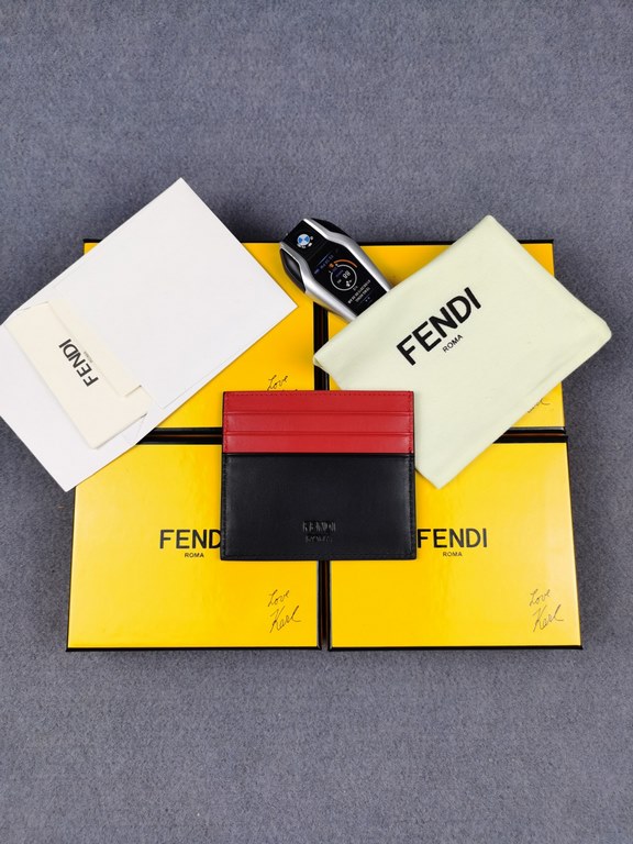 Brand FENDIStyle Black, Red and Yellow Sticker Card CaseItem No. 2020568Color Black RedMaterial First layer imported Napa cow leatherSize 10.59FENDI short clip card bag Introduction 20 years of spring and summer of the l