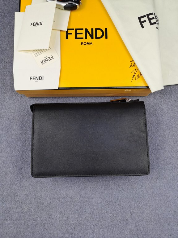 Brand FENDIModel No. Silver Clutch BagItem No. 768568Color Black SilverMaterial First layer imported nappa cow leatherSize 23155F family Fendi clutch bag in calf leather with metallic BAG BUGS eye motif and matching colo