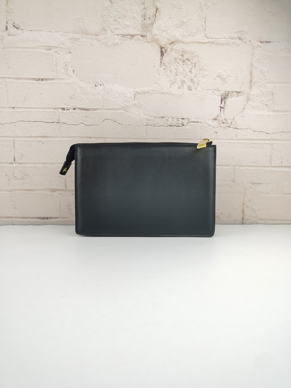 Brand FENDIModel Letter Clutch BagItem No. 768568Color black   lettersMaterial imported nappa cowhide leatherSize 23155F family Fendi clutch bag in calf leather with metallic BAG BUGS eye motif and matching color trim, 3