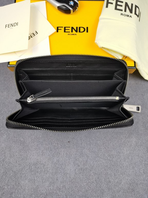 Brand FENDIModel Stainless steel single pullItem No. 868568Color blackSize 19.510.53Material large surface with imported first layer Napa cowhide, lining with black sheepskin, feel delicateFENDI zipper wallet Introductio