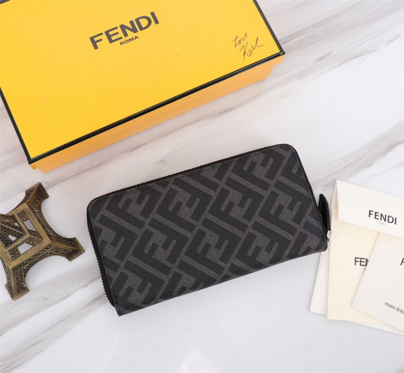 Brand FENDIModel No. PVC Yellow Single PullItem No. 868568Color GreySize 19.510.53Material imported head layer nappa cowhide   double letters PVC, lining with black sheepskin, delicate feelFENDI zipper wallet Introductio