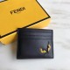 Upgraded Little Monster Card Holder, Matte Spanish   Calfskin Six-Clip Card Holder, Carbon Gray and Yellow Design Inspired by BAG BUGS Eye Pattern.