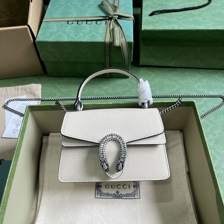 .   with a full set of original green box packaging  Dionysus series mini handbag.CAOGN 11552023 early fall collection of this Dionysus series of handbags to the interpretation of the mini shape, white leather craftsmans