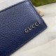 .   With a full set of original green box packaging   decorated with Gucci logo card holder. The men's everyday accessory collection is made of classic blue leather, and the Early Spring 2024 collection features the Gucc