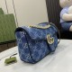 .   With full set of original green box packaging   [New] GG Marmont Collection Denim Small Shoulder Bag. This piece is from the Gucci Lido collection, inspired by the summer flavor and beach clubs of the Italian coast. 