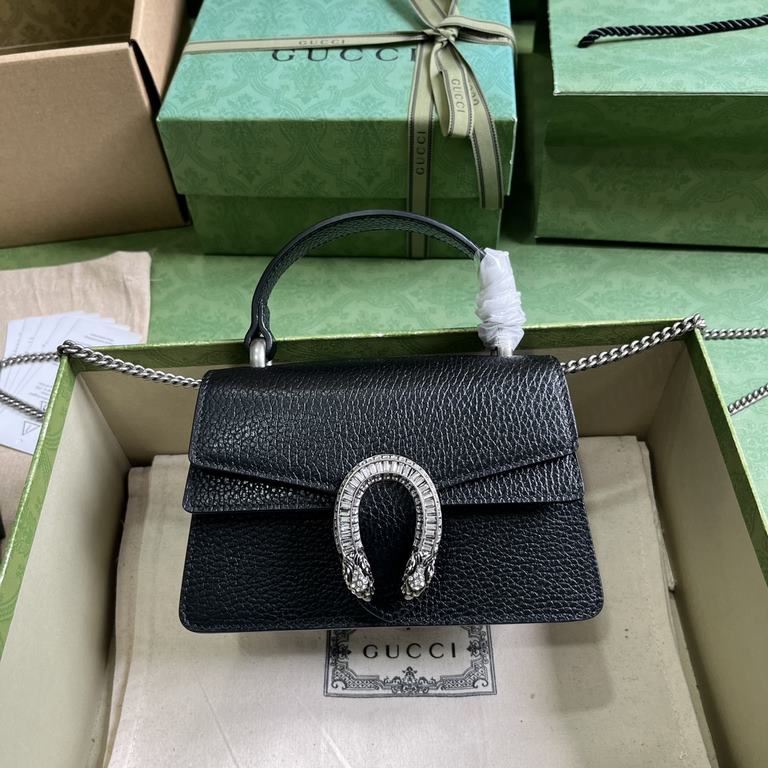 .   with a full set of original green box packaging  Dionysus series mini handbag.CAOGN 11552023 early fall collection of this Dionysus series of handbags to the interpretation of the mini shape, black leather craftsmans