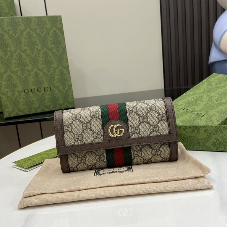 .   Comes with a full set of original green box packaging  Ophidia Collection GG Long Wallet. Introduced in the 1970s, the GG logo evolved from the early Gucci diamond diamond check pattern that began in the 1930s. This 