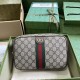 .   Comes with a full set of original green box packaging  Gucci Savoy Collection Trimmed Webbing Wash Bag. Since its inception in the 1960s, the GG Supreme canvas has evolved to complement the brand's collections. The i