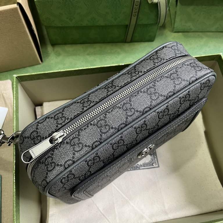 .   Packaged in the original green box   Ophidia GG Clutch Bag. The Ophidia collection blends the best of Gucci's heritage with modern design to create an eye-catching new piece. Crafted in gray and black GG Supreme canv