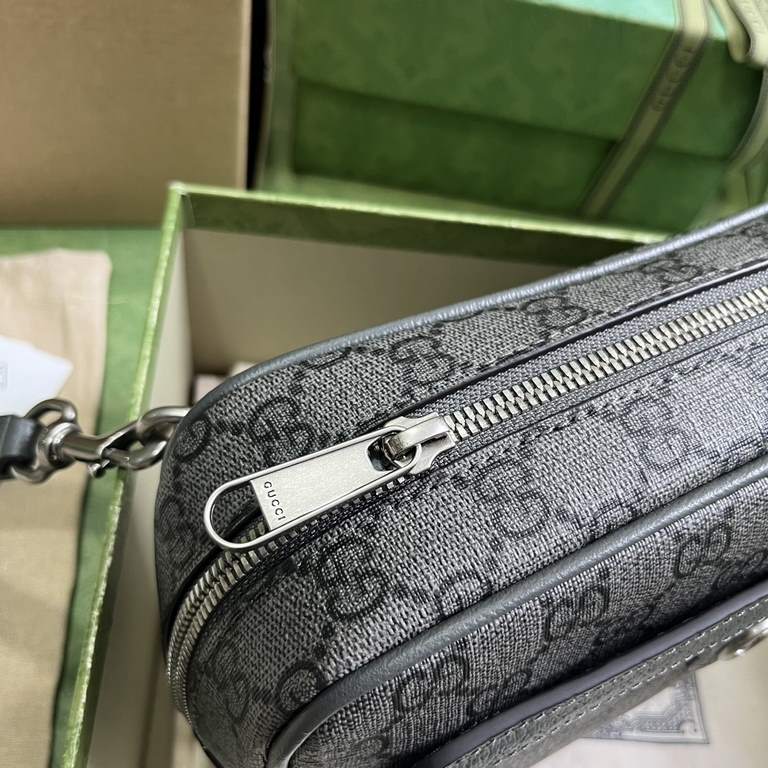 .   Packaged in the original green box   Ophidia GG Clutch Bag. The Ophidia collection blends the best of Gucci's heritage with modern design to create an eye-catching new piece. Crafted in gray and black GG Supreme canv