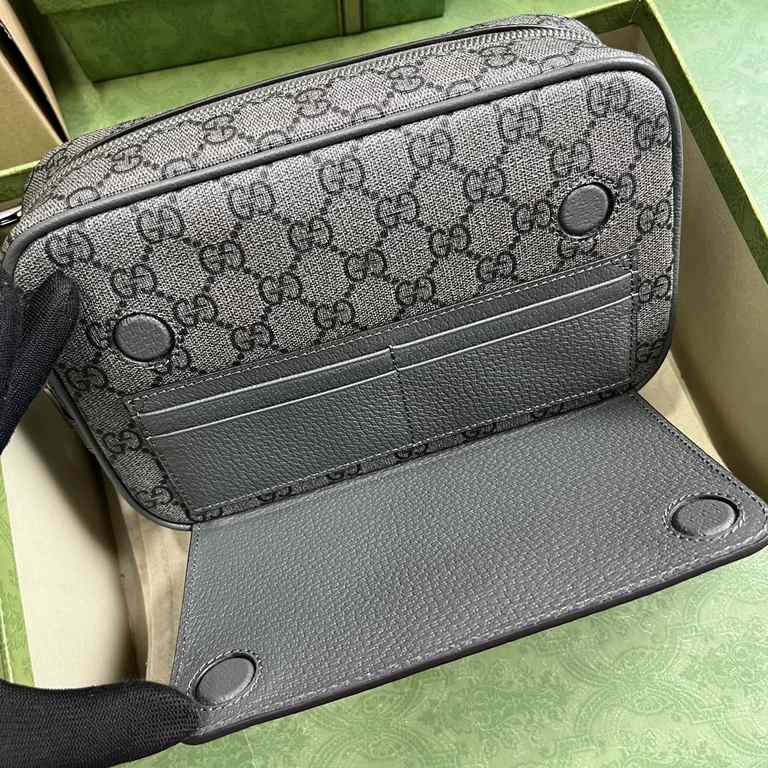 .   Packaged in the original green box   Ophidia GG Clutch Bag. The Ophidia collection blends the best of Gucci's heritage with modern design to create an eye-catching new piece. Crafted in gray and black GG Supreme canv