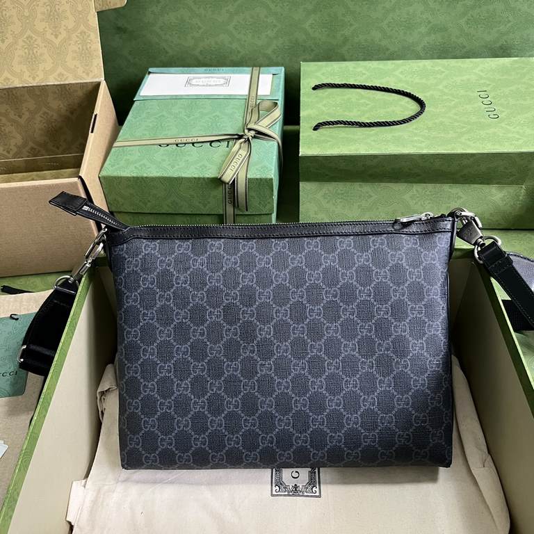 .   with full original green box packaging   interlocking double G messenger bag.Drawing on vintage travel inspiration, the black GG Supreme canvas luggage from Gucci's latest collection pays homage to Mr. Guccio Gucci's