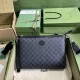 .   with full original green box packaging   interlocking double G messenger bag.Drawing on vintage travel inspiration, the black GG Supreme canvas luggage from Gucci's latest collection pays homage to Mr. Guccio Gucci's