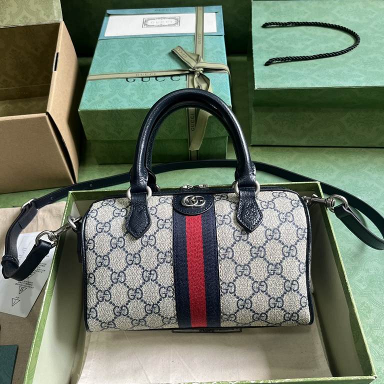 .   With a full set of original green box packaging  Ophidia Collection GG Mini Tote Bag. An iconic piece of the brand, GG Supreme canvas has become a signature fabric in the world of Gucci design. The fabric has been fe