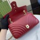 .   with a full set of original green box packaging   original leather [New] GG Marmont series quilted mini handbag. This GG Marmont series mini handbag is made of highly recognizable shape, neutral burgundy quilted V-sh