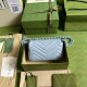 .   Comes with a full set of original green box packaging  GG  Marmont Chain Macaroon Collection Blue Mini Handbag with keychain can be used to tie this bag to another larger handbag. Featuring a rather structured soft s