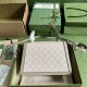 .   Comes with a full set of original green box packaging  Dionysus Collection Small Tote Bag. Crafted from beige and white GG Supreme canvas, this tote has a sturdy shape and is trimmed with subtle oatmeal leather pipin