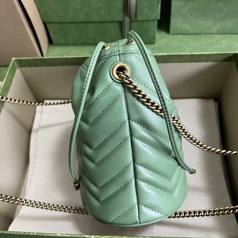 .   With full set of original green box packaging  GG MARMONT MATLASS mini bucket bag style. Inspired by nature's primary colors, Gucci's timeless designs continue to present new iterations season after season. For Sprin