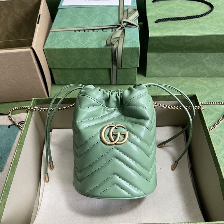 .   With full set of original green box packaging  GG MARMONT MATLASS mini bucket bag style. Inspired by nature's primary colors, Gucci's timeless designs continue to present new iterations season after season. For Sprin