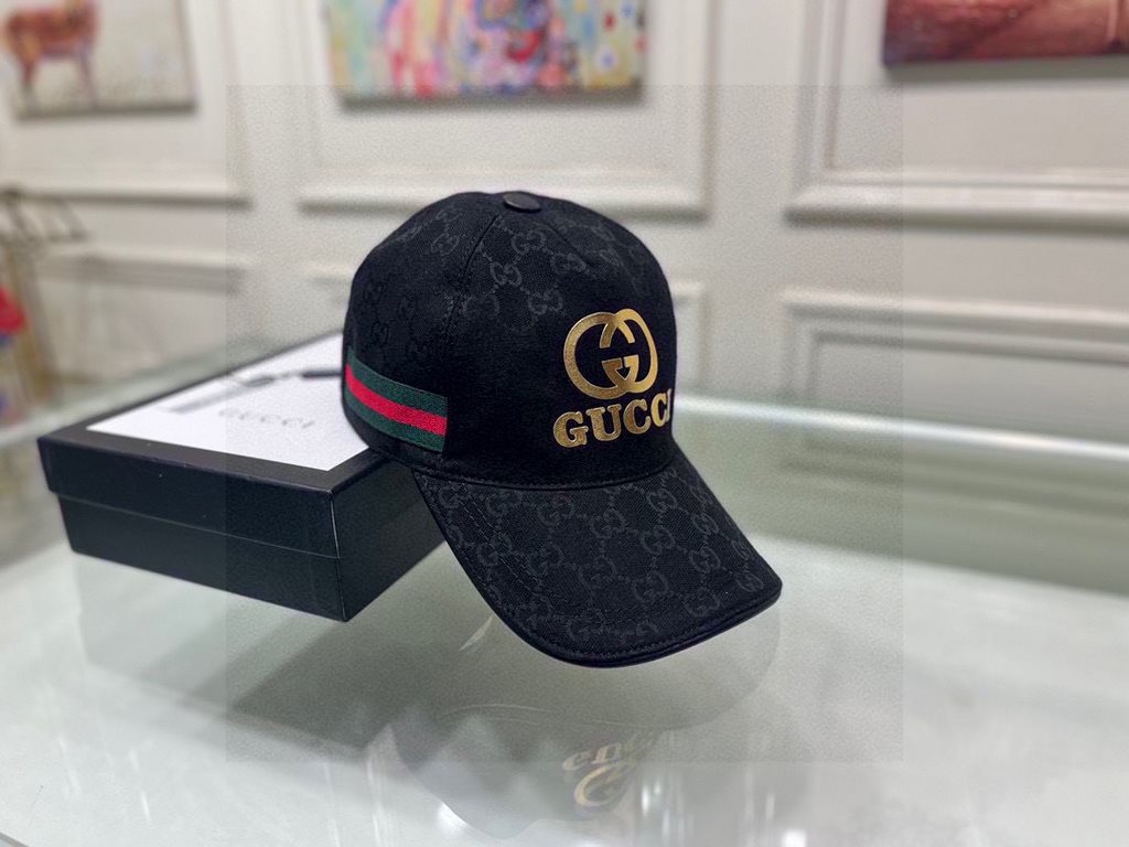 With box cloth bag, Gucci (Gucci) original single baseball cap, stamping double G, 11 open mold customized, the highest version, the original canvas material   head layer cowhide, cotton lining, light and breathable, phy