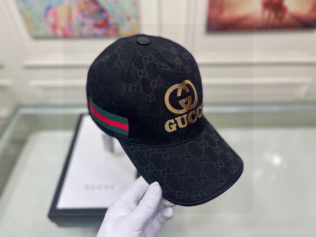 With box cloth bag, Gucci (Gucci) original single baseball cap, stamping double G, 11 open mold customized, the highest version, the original canvas material   head layer cowhide, cotton lining, light and breathable, phy