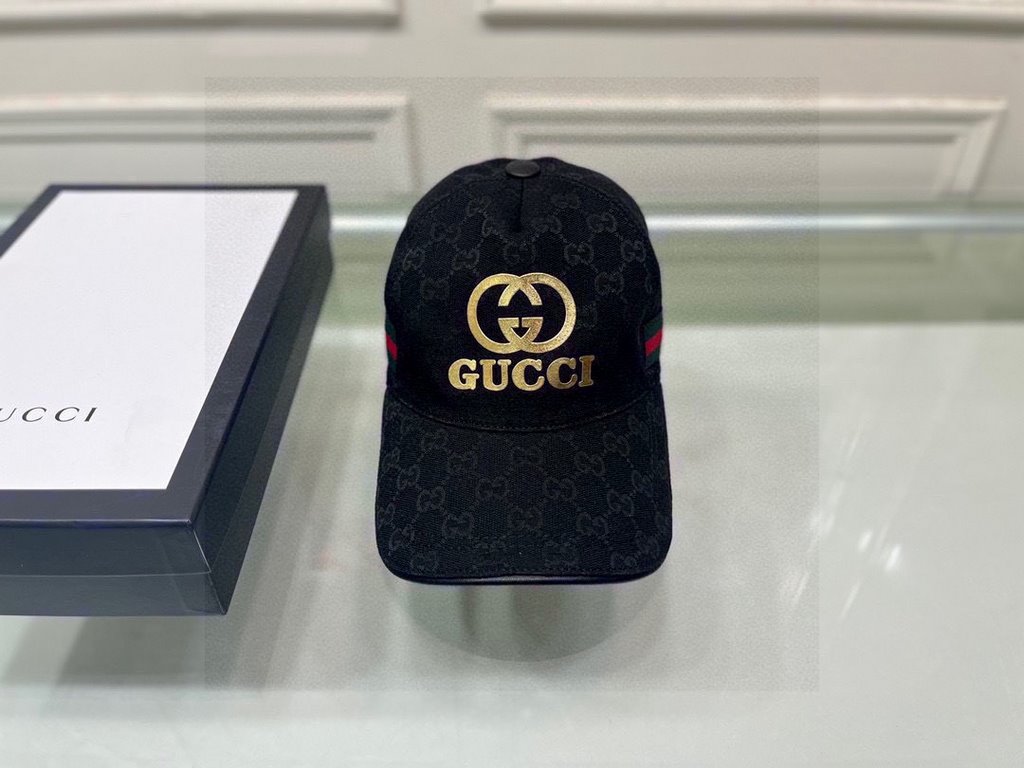 With box cloth bag, Gucci (Gucci) original single baseball cap, stamping double G, 11 open mold customized, the highest version, the original canvas material   head layer cowhide, cotton lining, light and breathable, phy