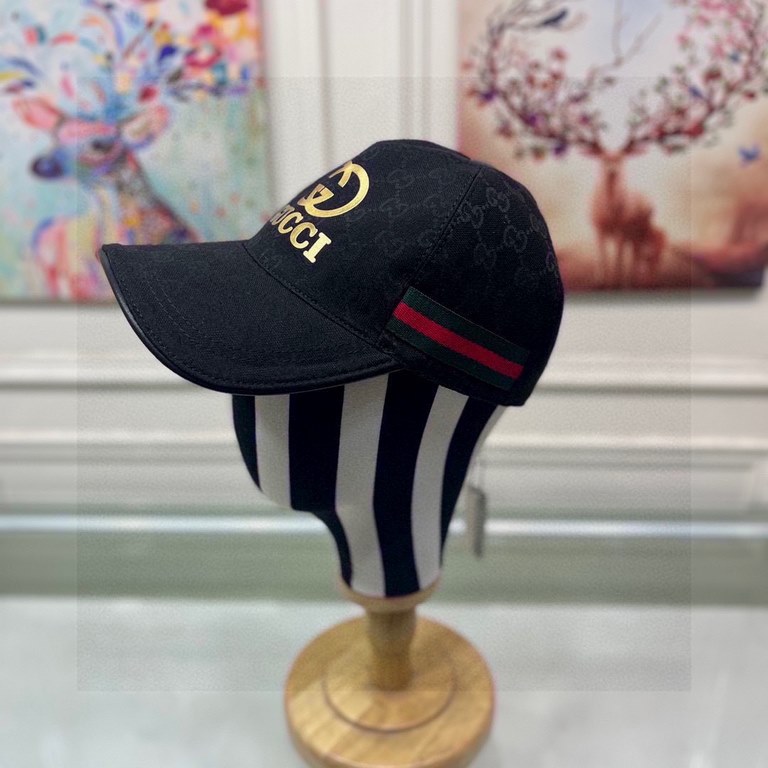 With box cloth bag, Gucci (Gucci) original single baseball cap, stamping double G, 11 open mold customized, the highest version, the original canvas material   head layer cowhide, cotton lining, light and breathable, phy