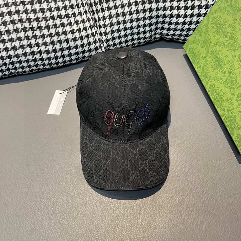 With box bag, Gucci (Gucci) new original single baseball cap, art word embroidery, 11 open mold customized, heavy embroidery, details comparable to the counter, the original canvas material   head layer cowhide, cotton l