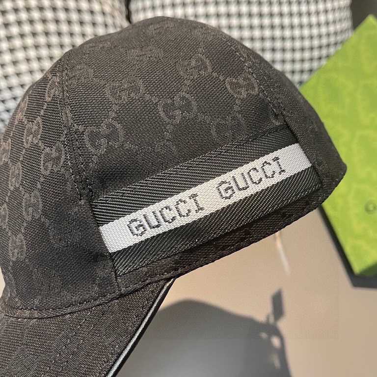 With box bag, Gucci (Gucci) classic original single baseball cap, logo webbing counter 11 open mold customized, the highest version, the original canvas material   head cowhide, cotton lining, lightweight and breathable!