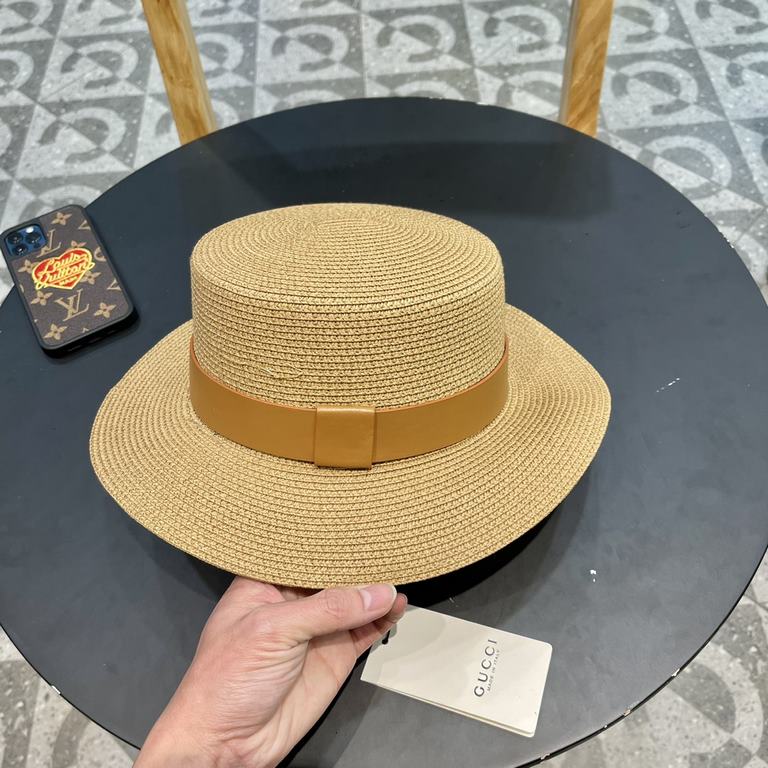 Gucci Gucci Straw Hat, Embroidered Monogrammed Sun Hat, l Head Circumference 57cm