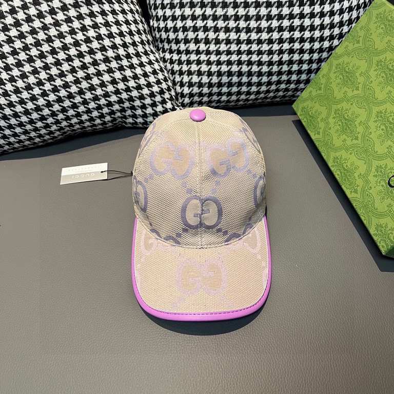 With packaging cloth bag, Gucci Gucci new original single baseball cap, candy color large double G, counter 11 open mold customized, original canvas fabric   head layer cowhide, lightweight and breathable! Basic head cir