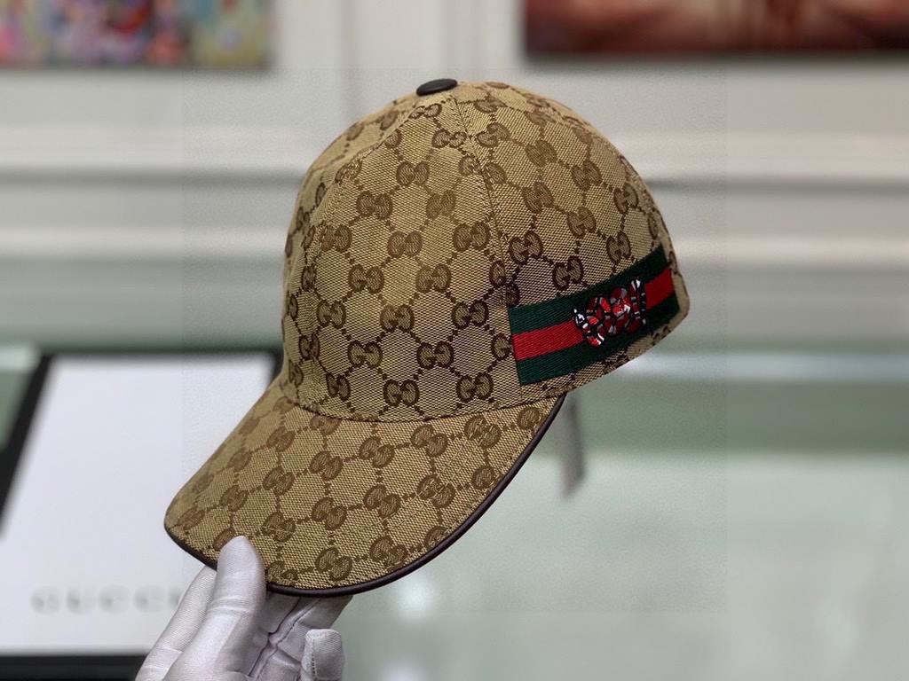 With box bag, Gucci (Gucci) new original single baseball cap, embroidered python, 11 open mold customized, heavy embroidery, delicate luxury, details comparable to the counter, original canvas material   head layer cowhi