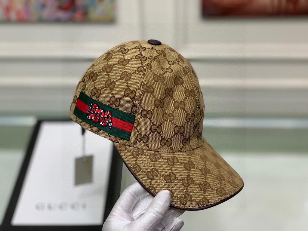 With box bag, Gucci (Gucci) new original single baseball cap, embroidered python, 11 open mold customized, heavy embroidery, delicate luxury, details comparable to the counter, original canvas material   head layer cowhi