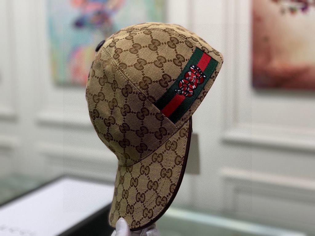 With box bag, Gucci (Gucci) new original single baseball cap, embroidered python, 11 open mold customized, heavy embroidery, delicate luxury, details comparable to the counter, original canvas material   head layer cowhi