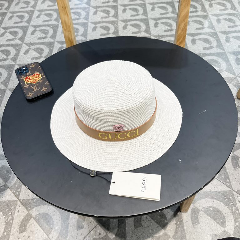 Gucci Gucci Straw Hat, Embroidered Monogrammed Sun Hat, l Head Circumference 57cm