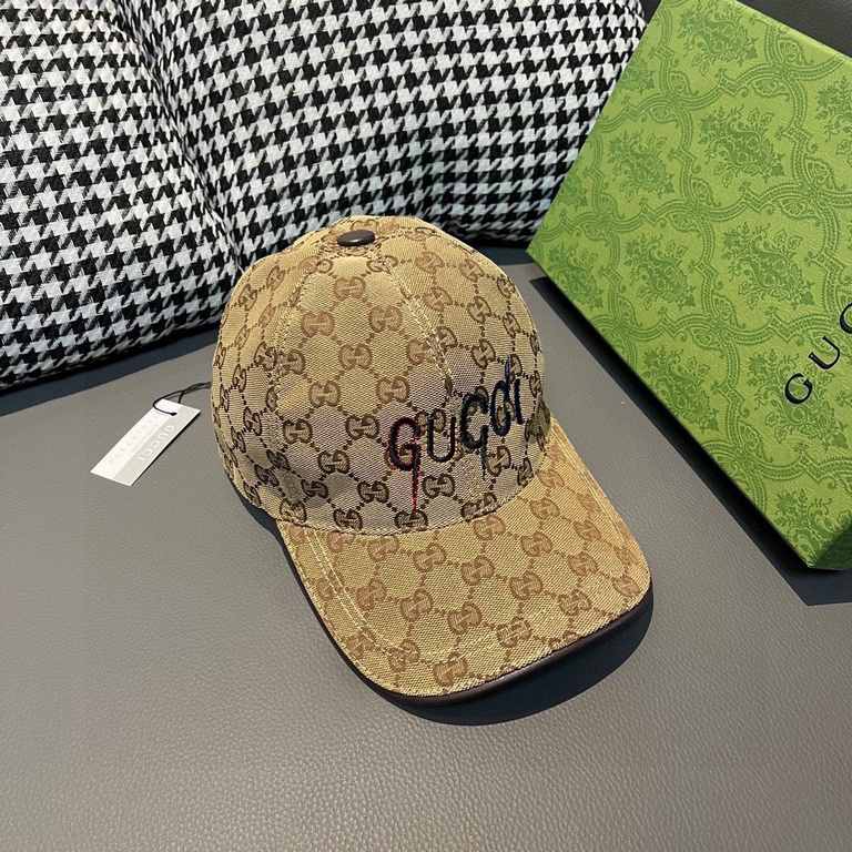 With box bag, Gucci (Gucci) new original single baseball cap, art word embroidery, 11 open mold customized, heavy embroidery, details comparable to the counter, the original canvas material   head layer cowhide, cotton l