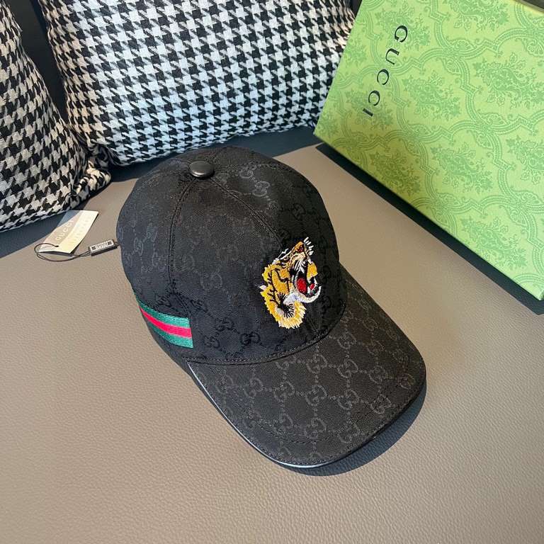 With box bag, Gucci (Gucci) new original single baseball cap, tiger head embroidery, 11 open mold customized, heavy embroidery, details comparable to the counter, the original canvas material   head cowhide, the quality 